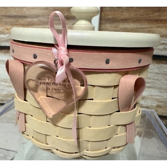 Longaberger 2006 Whitewashed Horizon of Hope  Liner Lid Basket Breast Cancer - Picture 5 of 11